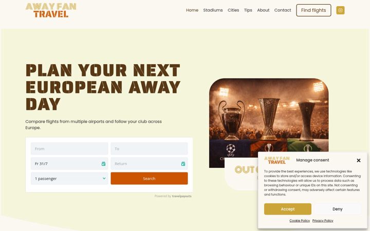 Screenshot of awayfantravel.com