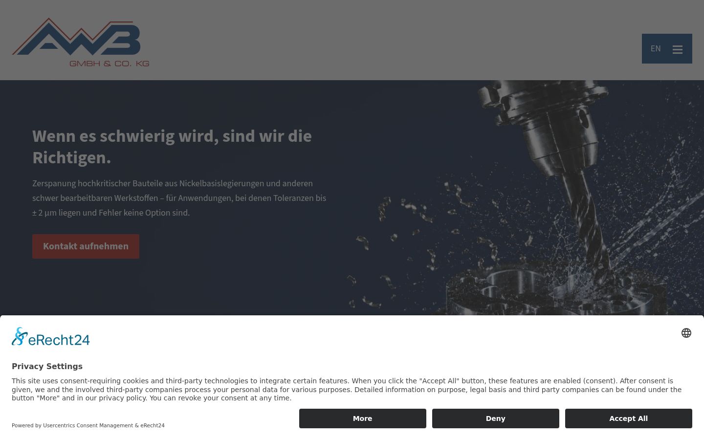 Screenshot des Einwilligungsbanners vor jeglicher Interaktion