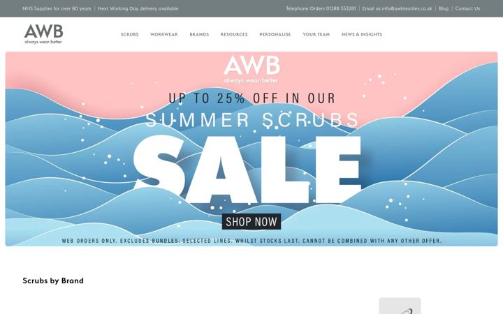 Skjermbilde av awbtextiles.co.uk