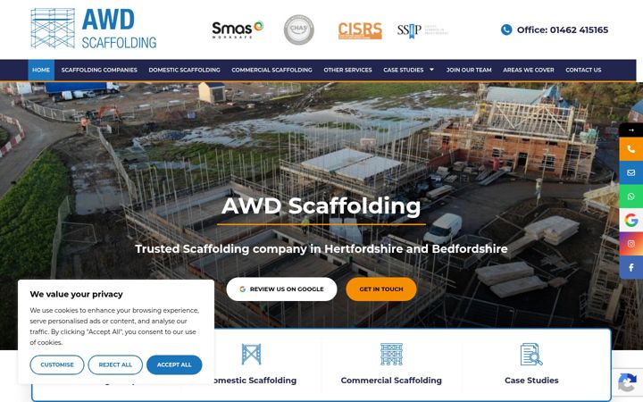 Screenshot of awdscaffolding.co.uk