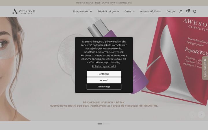 Screenshot of awesomecosmetics.eu