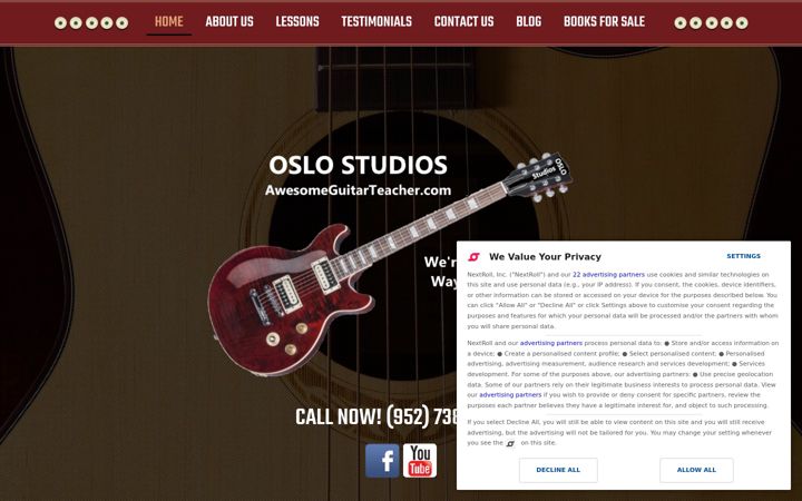 Screenshot of awesomeguitarteacher.com