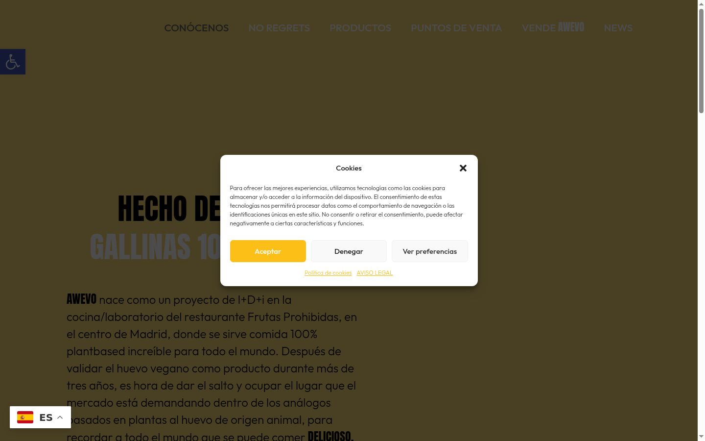 Capture d'écran de la bannière de consentement affichée avant toute interaction