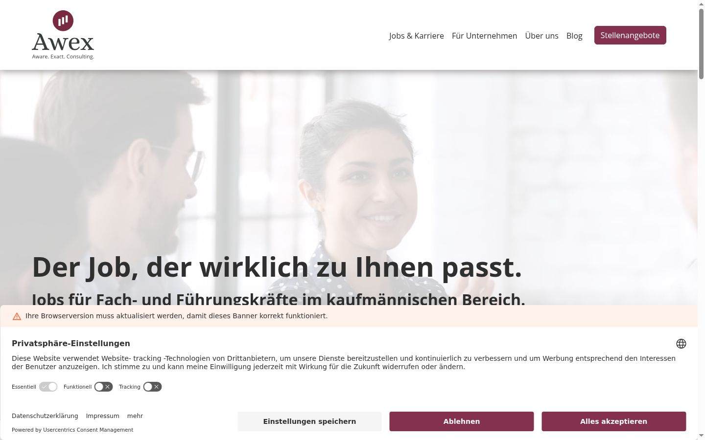 Screenshot of the consent banner shown before any interaction
