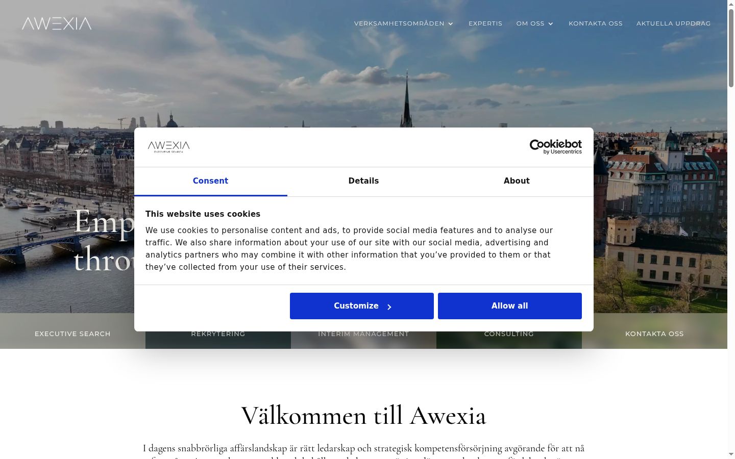 Sutikimo reklamjuostės, rodytos prieš bet kokią sąveiką, ekrano kopija