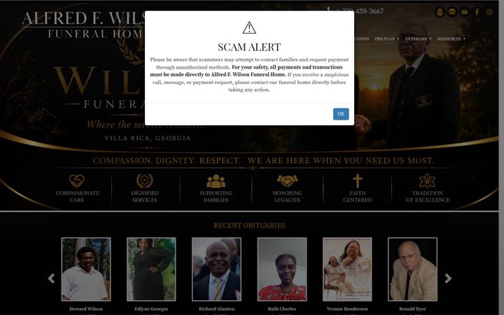 Screenshot of awfuneralhome.com