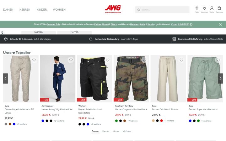 Skjámynd af awg-mode.de