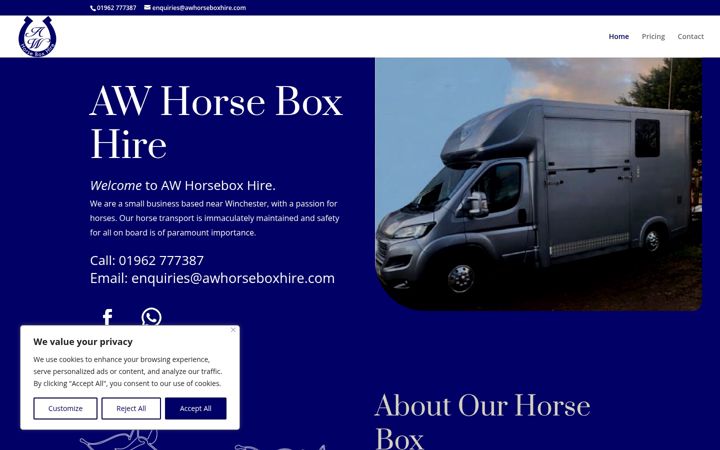 Screenshot of awhorseboxhire.com