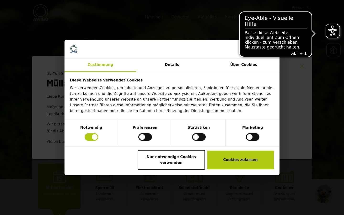 Capture d'écran de la bannière de consentement affichée avant toute interaction