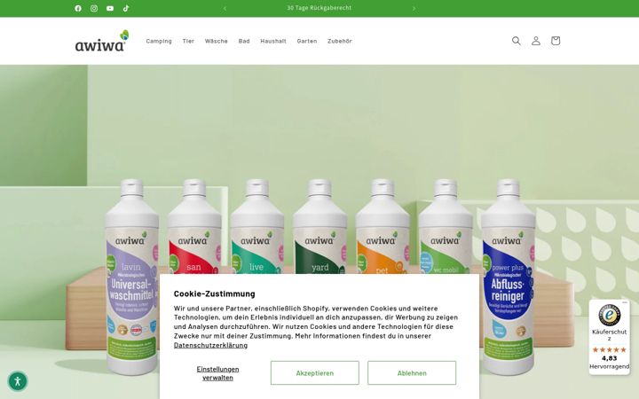 Screenshot of awiwa.eu