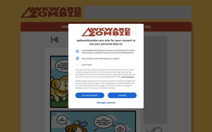 Screenshot of awkwardzombie.com
