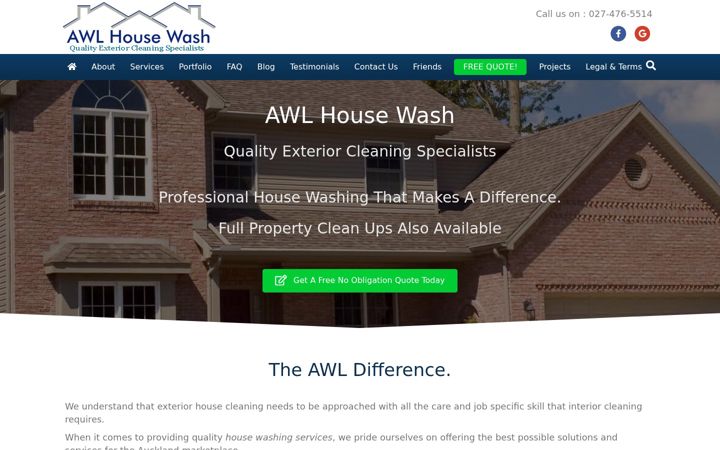 Screenshot of awlhousewash.nz