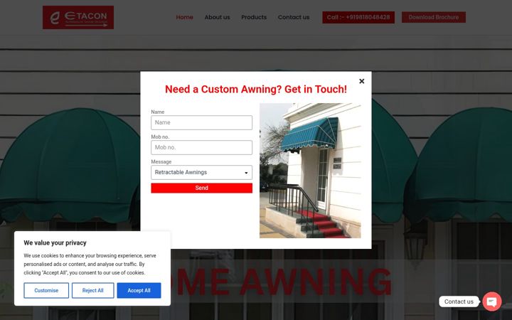 Skærmbillede af awnings.co.in