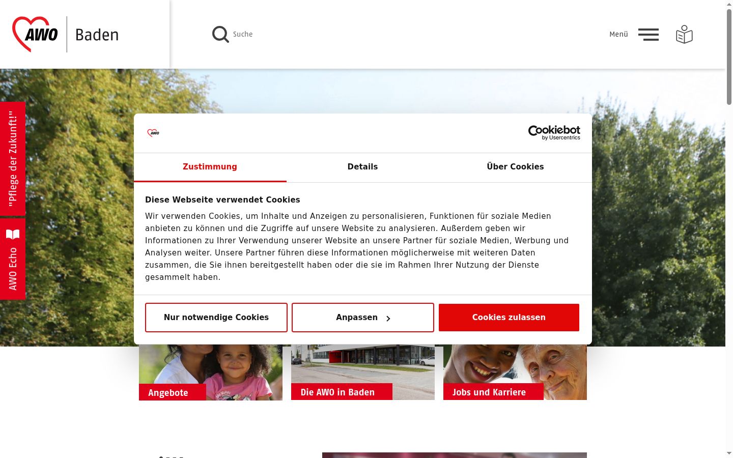 Skärmbild av samtyckesbannern som visades före någon interaktion