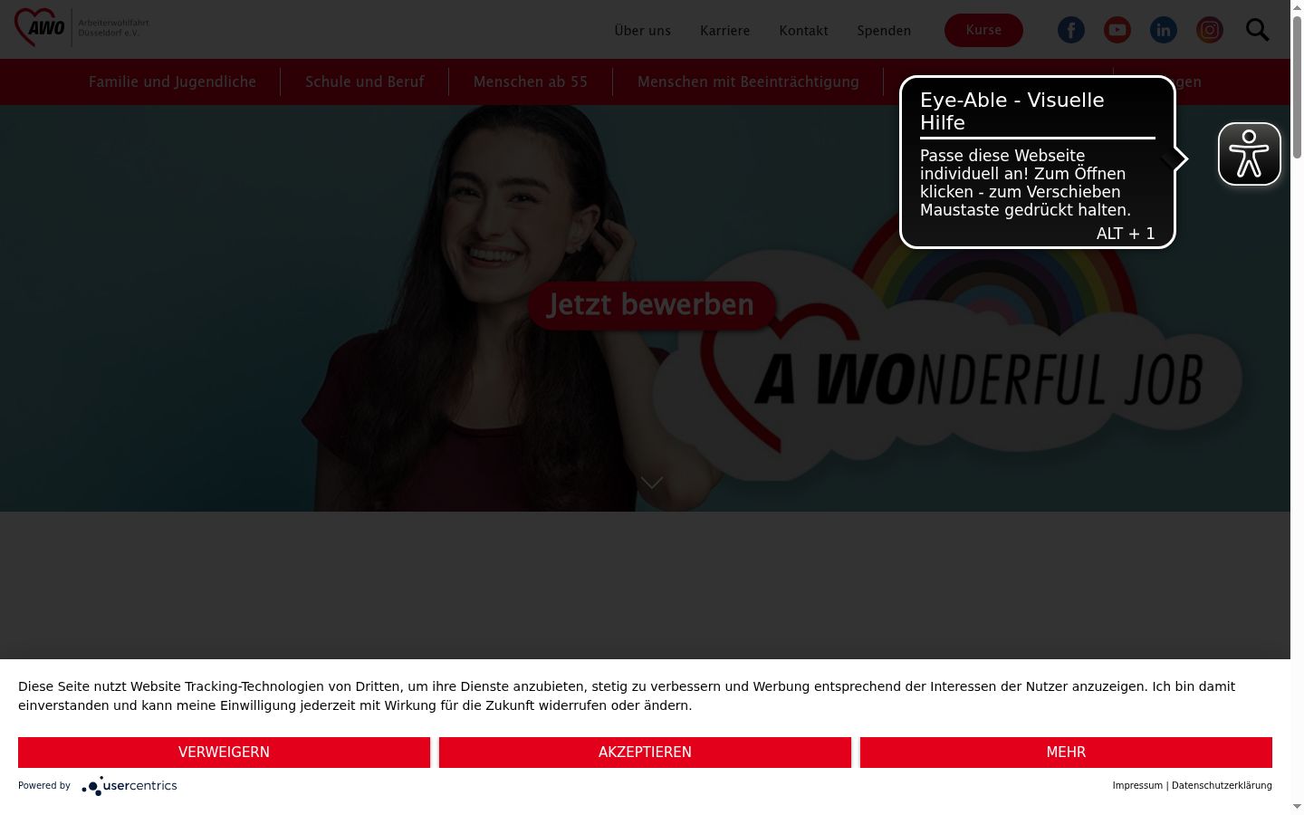 Captura de pantalla del banner de consentimiento mostrado antes de cualquier interacción