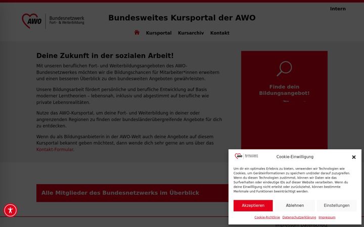 Screenshot of awo-kursportal.org
