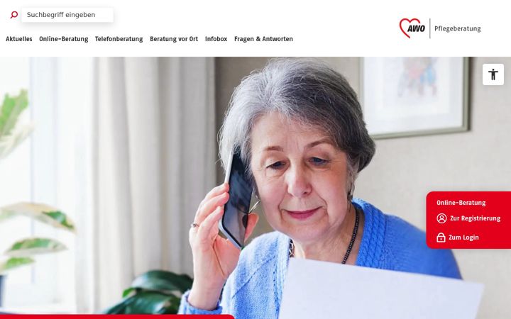 Screenshot of awo-pflegeberatung.de