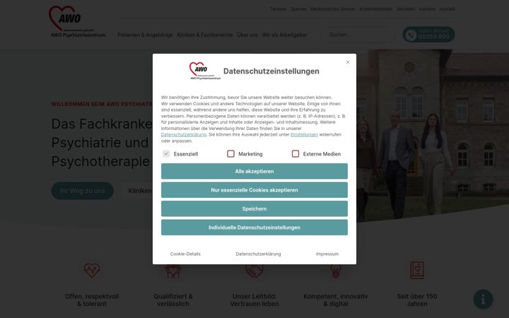 Ekrano kopija awo-psychiatriezentrum.de