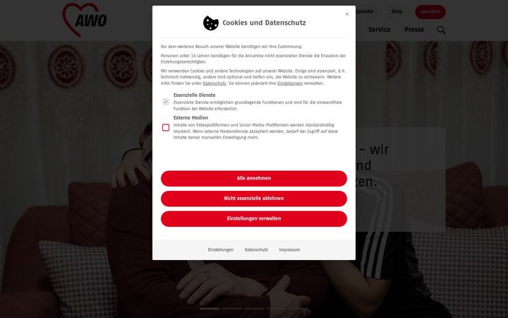 Snimka zaslona za awo.org