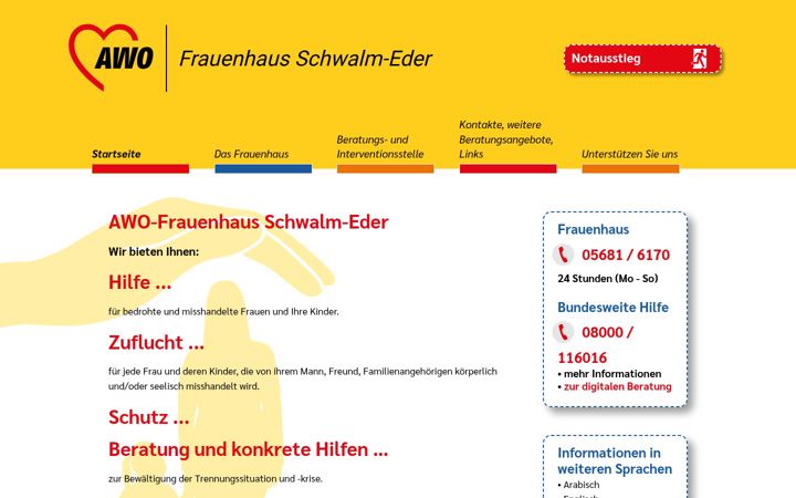 Screenshot of awofrauenhausschwalmeder.de