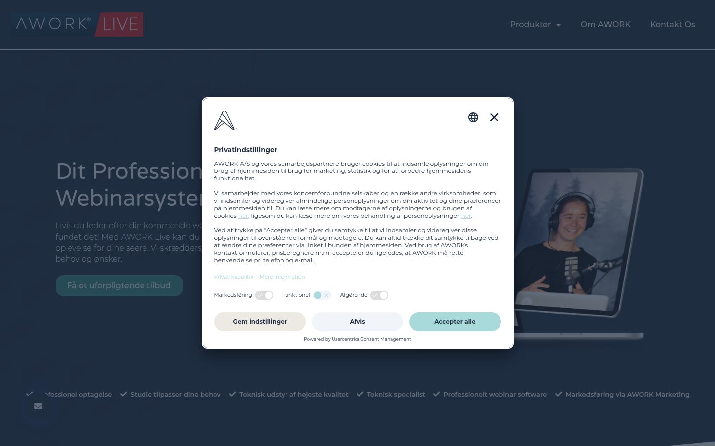 Screenshot del banner di consenso mostrato prima di qualsiasi interazione