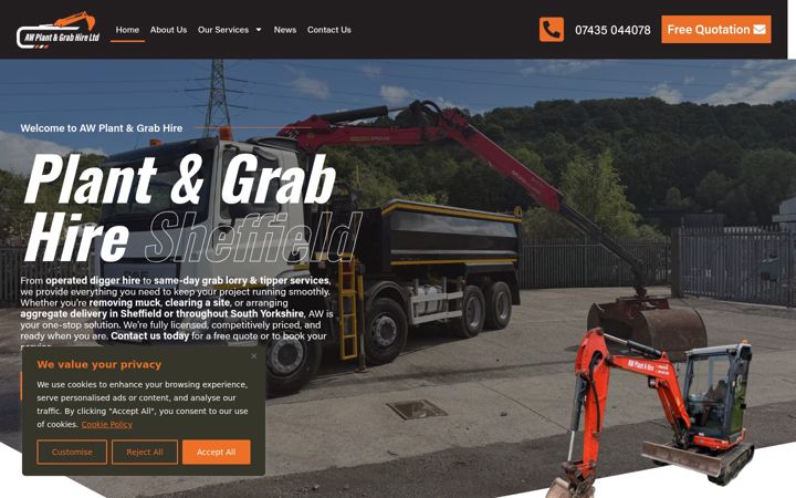 Screenshot of awplantandgrabhire.com