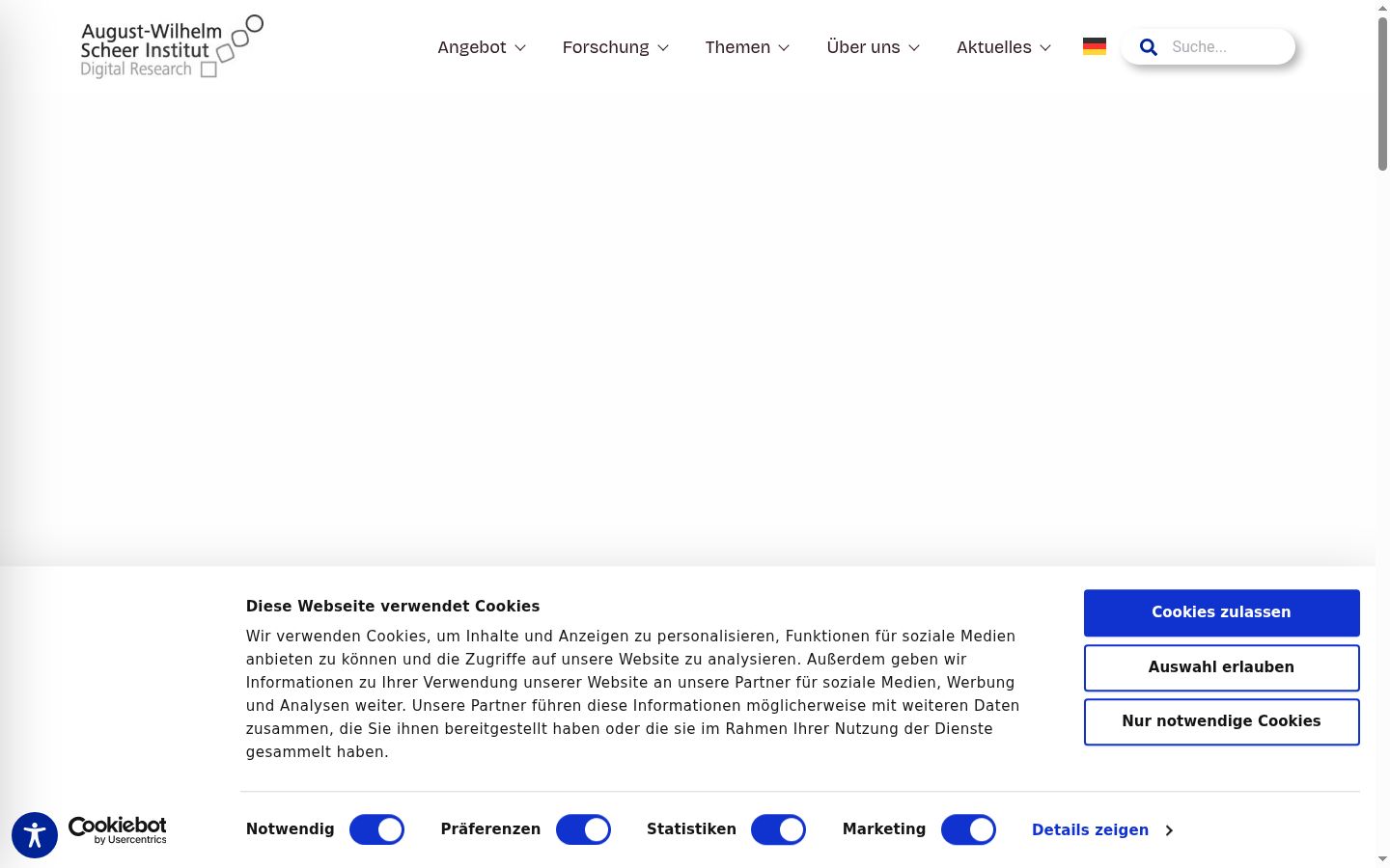 Screenshot of the consent banner shown before any interaction