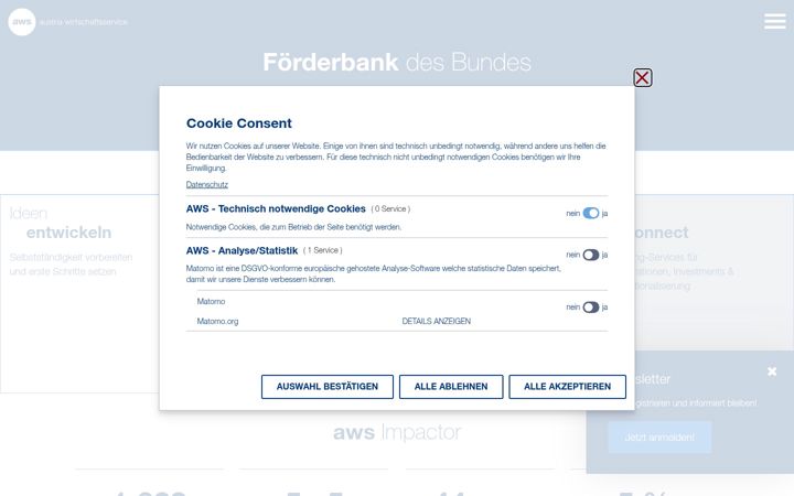 Screenshot von aws.at