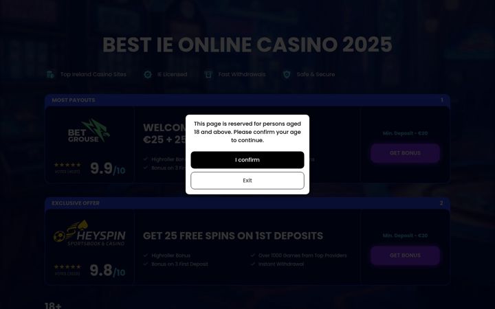 Screenshot of awsonlinecasinosie.com