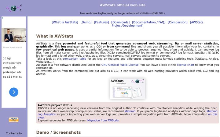 Screenshot of awstats.org