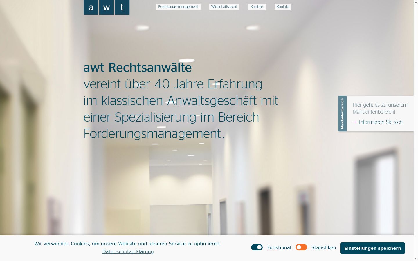 Screenshot des Einwilligungsbanners vor jeglicher Interaktion