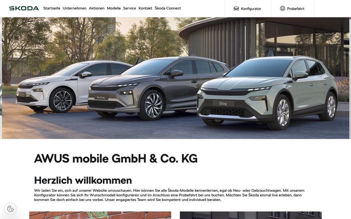 Screenshot of awus-mobile.skoda-auto.de