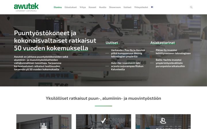 Skärmbild av awutek.fi