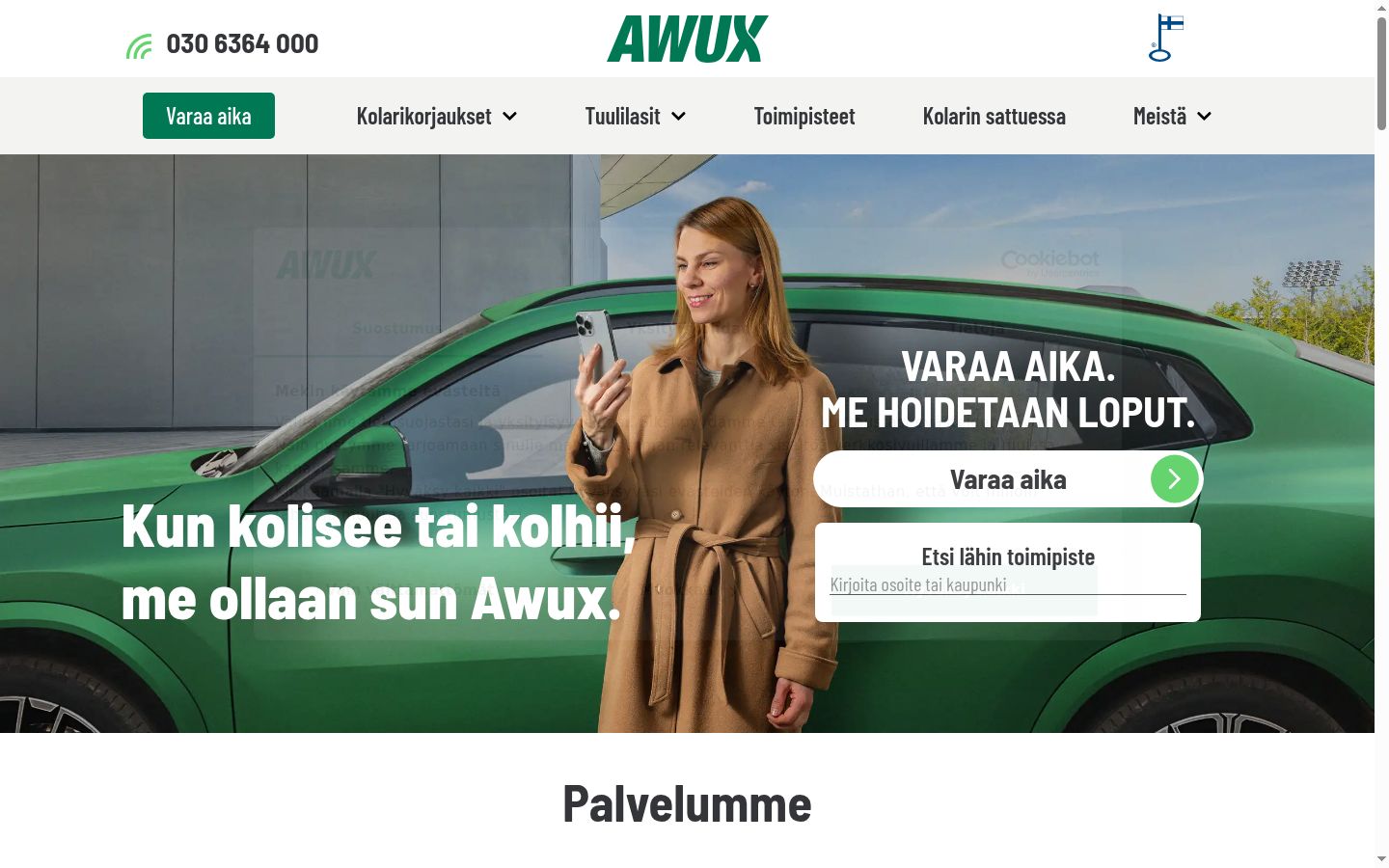 Ekrānuzņēmums ar piekrišanas baneri, kas tika rādīts pirms jebkādas mijiedarbības