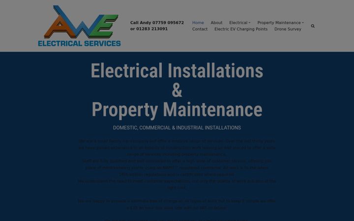 Screenshot of awymarkelectrical.co.uk