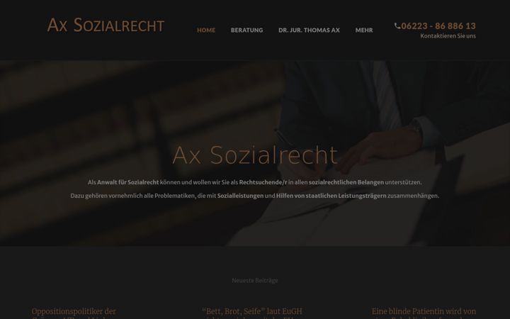 Екранна снимка на ax-sozialrecht.de