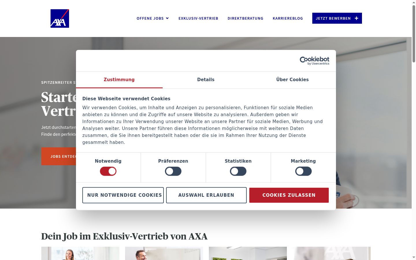 Screenshot of the consent banner shown before any interaction