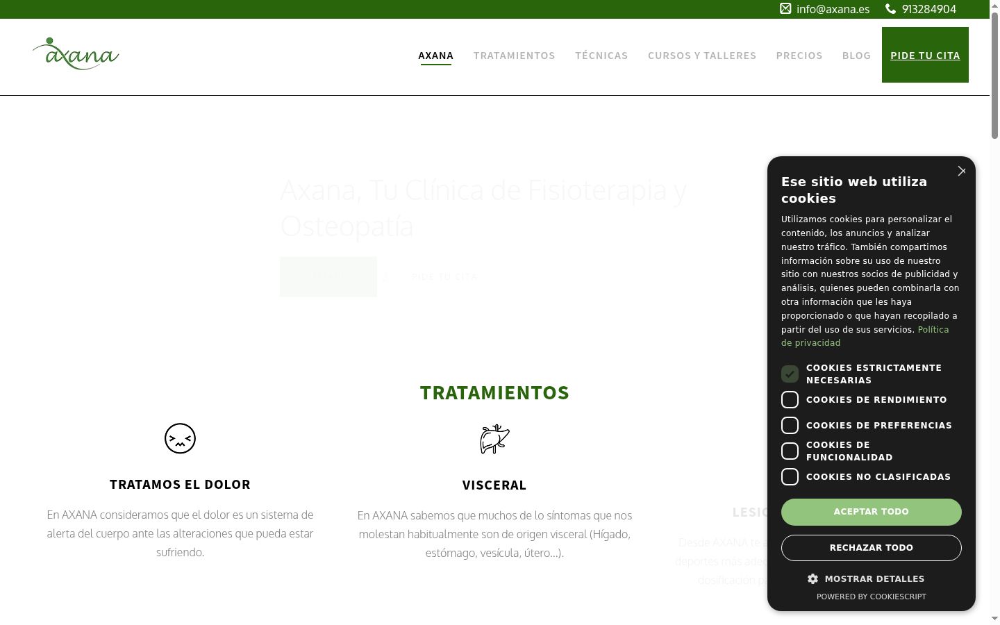 Screenshot del banner di consenso mostrato prima di qualsiasi interazione