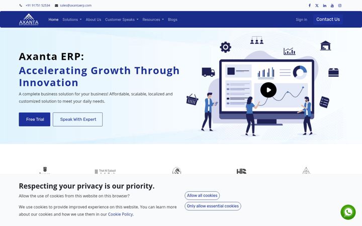 Screenshot of axantaerp.com