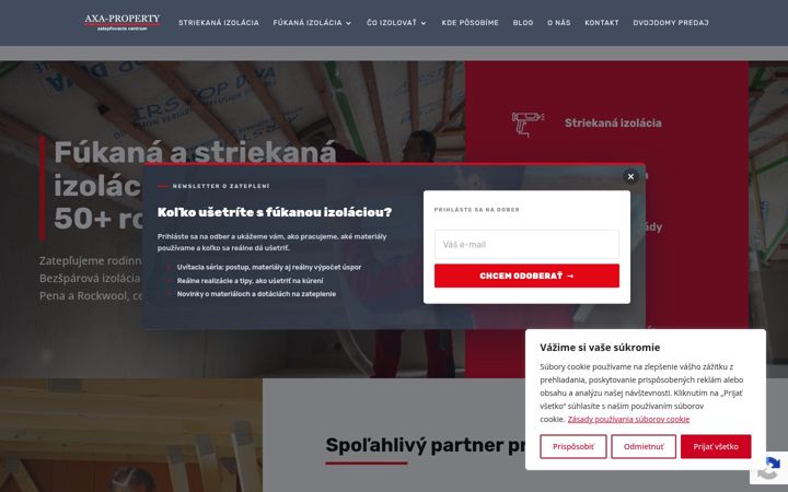 Snímek obrazovky axaproperty.sk