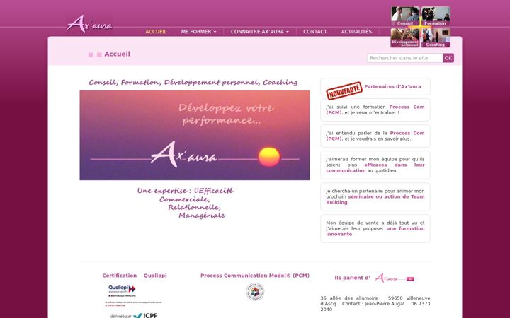 Kuvakaappaus sivustosta axaura.fr