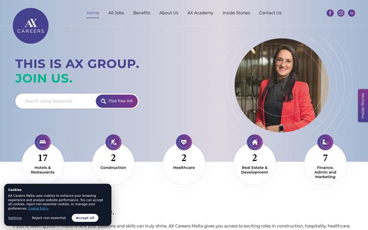 Screenshot of axcareersmalta.com