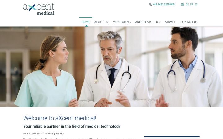 Screenshot of axcentmedical.com