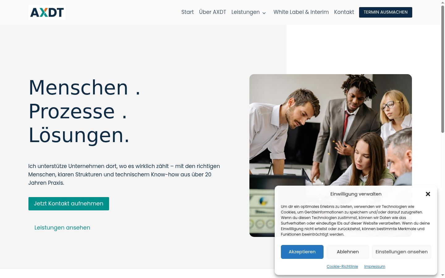 Screenshot des Einwilligungsbanners vor jeglicher Interaktion