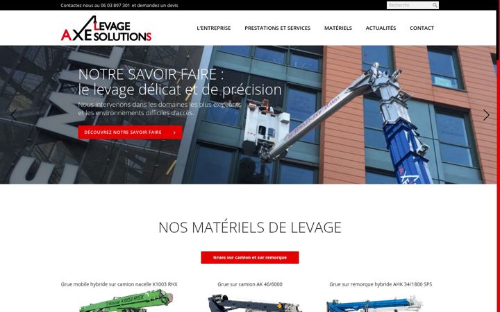 Kuvakaappaus sivustosta axe-levage.fr