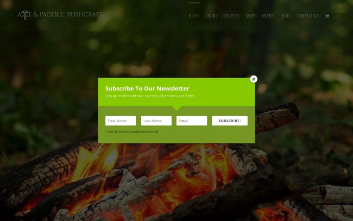 Captura de pantalla de axeandpaddlebushcraft.co.uk