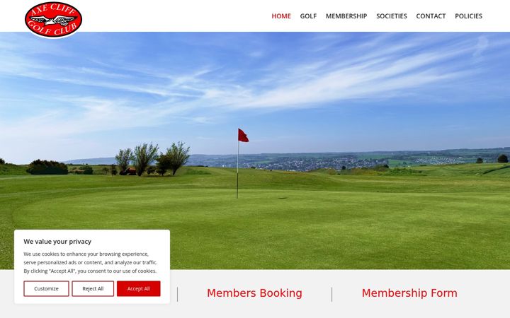 Screenshot of axecliffgolfclub.com