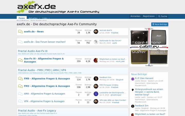 Екранна снимка на axefx.de