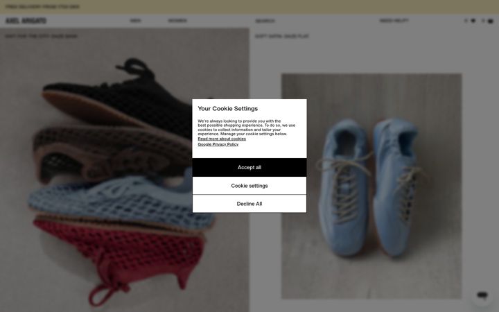 Screenshot van axelarigato.com