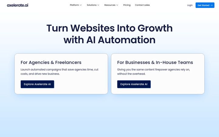 Screenshot of axelerate.ai